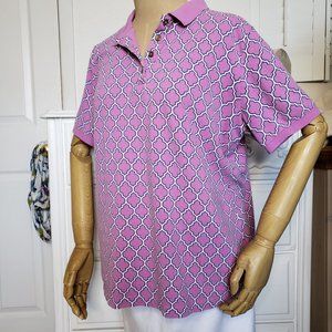 EUC Sporty Lands' End Cuffed S/S Mesh Polo, MT